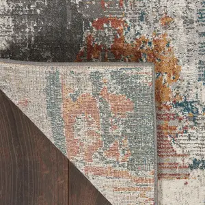 Grey Multicoloured Modern Abstract Easy To Clean Rug For Dining Room Bedroom & Living Room-66 X 229cm (Runner)