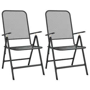 Berkfield Folding Garden Chairs 2 pcs Expanded Metal Mesh Anthracite