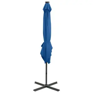 Berkfield Cantilever Umbrella with Pole and LED Lights Azure Blue 250 cm