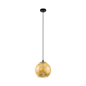 Pendant Ceiling Light Colour Black Shade Gold Color Glass Bulb E27 1x40W