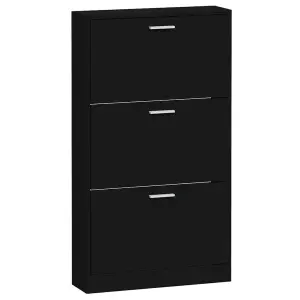 Berkfield Shoe Cabinet Black 59x17x108 cm Engineered Wood