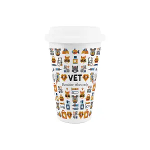 Vet Ceramic Travel Mug - Novelty Veterinarian/Animal Doctor Gifts - Double-Walled Insulated Hot/Cold Drinks Cup Present