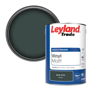 Leyland Trade Vinyl Matt Walls & Ceilings Emulsion Paint Black Green (RAL 6012) 5L