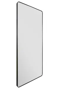 MirrorOutlet  Angulis - Black Aluminium metal curved Edge Full length Wall Leaner Mirror 68"x33" (174X85CM)