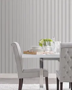 Galerie Simply Silks 4 Metallic Silver Classic Stripe Embossed Wallpaper