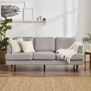 Furniturebox UK Fabric Sofa - 'Fleur' 3 Seater Upholstered Beige Sofa - 100% Eco Recycled Fabric - Modern Living Room Furniture