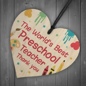 Gift For Preschool Teacher Wood Heart Thank You Gift Preschool Leaving Gift Keepsake