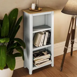 3 Tier Solid Oak Bookcase Cream Linen