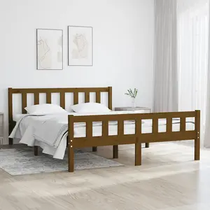 Berkfield Bed Frame Honey Brown Solid Wood 140x190 cm