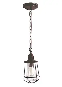 Elstead Marine 1 Light Small Ceiling Lantern Pendant Bronze, E27