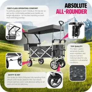 Garden Trolley Nico - foldable, with roof, telescopic handle, brake function, bag - grey