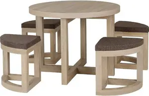 Seconique Cambourne Stowaway 4 Seater Dining Set Oak Effect And Brown