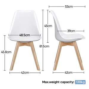 Yaheetech Pack of 4 White Dining Chairs with Beech Wood Legs