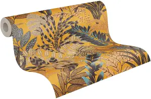 AS Creation Nala Cape Town Wallpaper Jungle Palm Leaf Vinyl Yellow Brown 37860-1