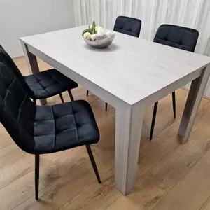 Dining Table and 4 Chairs Grey 4  Black Velvet Chairs Wood Dining Set Furniture