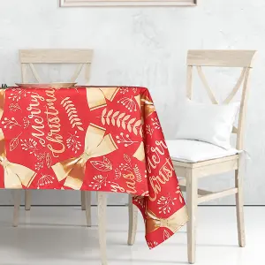 Neel Blue Polyester Palm Leaves Xmas Design Tablecloth 60" x 84"