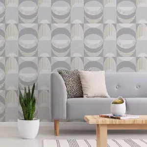 Superfresco Easy Grey Geometric Smooth Wallpaper