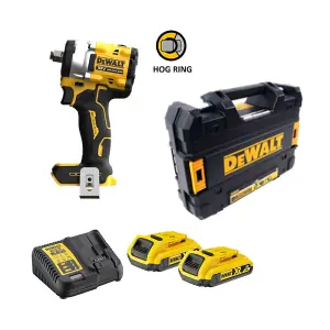 Dewalt 18v XR DCF921D2T Brushless 1/2" Impact Wrench Hog Ring + 3rd 2ah Battery