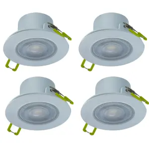 LED Downlights 5.5W 550lm 68mm Cut Out Dimmable Tiltable CCT Switch 3000/4000/6500K - White (4 Pack)