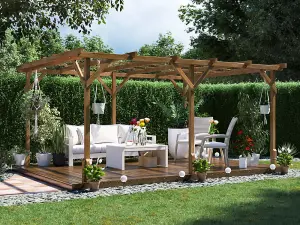 Dunster House Wooden Pergola Garden Plants Frame Utopia 4m x 3m (13' x 10')