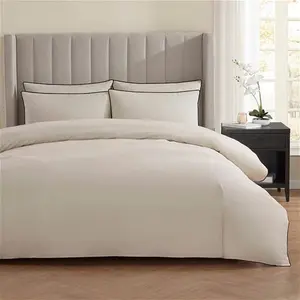 DUSK Cambridge 200 Thread Count Duvet Cover - Natural/Black - King Size