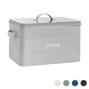 Harbour Housewares - Vintage Metal Kitchen Bread Bin - Grey