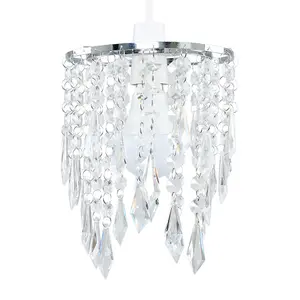 ValueLights Chandelier Design Ceiling Pendant Light Shade With Clear Acrylic Jewel Effect DropletS