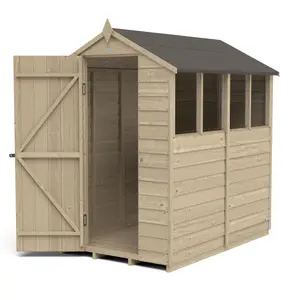 Forest Garden 6x4 ft Apex Wooden Shed with floor & 4 windows