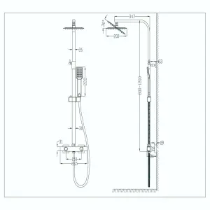 Sky Bathroom Modern Square Exposed Thermostatic Mixer Shower Set Shower Head and Handheld