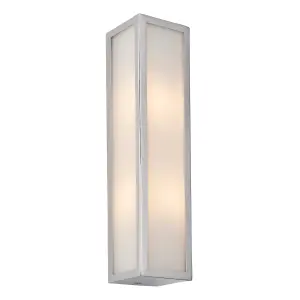 Nayland Chrome with Frosted Glass Contemporary 2 Light Bathroom Wall Light