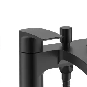 Matt Black Sleek Waterfall Bath Shower Mixer Tap Including Hose & Handset