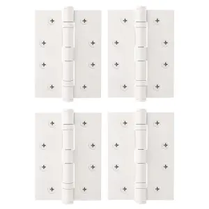 AFIT White Door Hinges - 4 Inch / 102mm  Internal Fire Door Hinges - 2 Pairs