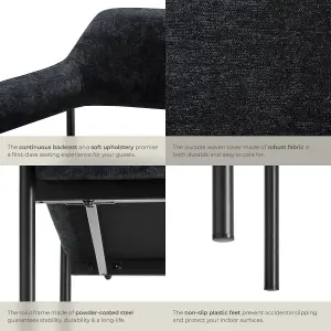 armchair Doé, upholstered, steel legs - Woven fabric black/black