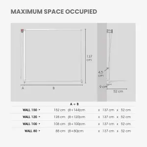 Wall 100, Wall mounted upright dryer, retractable and foldable, Grey 108x137x52 cm