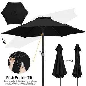 Market Parasol Black / 224cm H x 230cm W x 230cm D