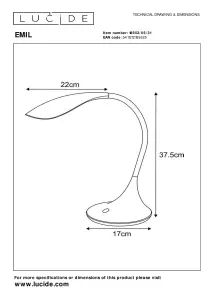 Lucide Emil Modern Desk Lamp - LED Dim. - 1x4,5W 3000K - White