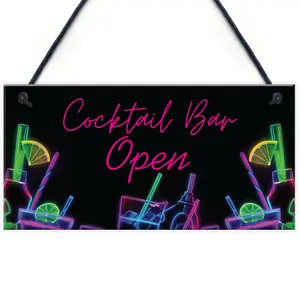 Red Ocean Cocktail Bar Open Sign Hanging Home Bar Plaque Garden Bar Accessories Signs For Home Pub Cocktail Lounge