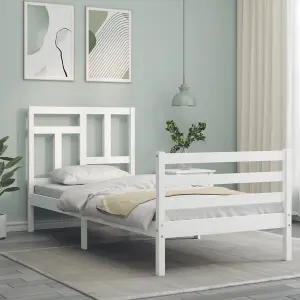 Berkfield Bed Frame with Headboard White 90x200 cm Solid Wood