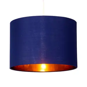 First Choice Lighting Navy Blue 25cm Light Shade with Gold Inner