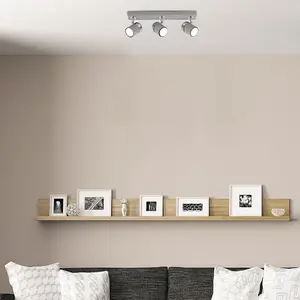 ValueLights Rosie 3 Way Adjustable Gloss Grey and Silver Chrome Straight Bar Ceiling Spotlight Fitting