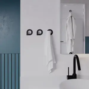 Decortie Modern Pino Unique Metal Triple Hooks for Hanging, Set of 3 Matte Black Hooks Bathroom, Waterproof, Stainless Steel Hooks