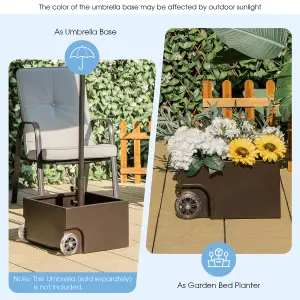 Costway 77kg Patio Umbrella Base Fillable Umbrella Stand Flower Box w/ 2 Universal Wheels