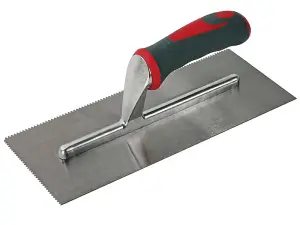 Faithfull - Notched Trowel V 3mm Soft Grip Handle 11 x 4.1/2in