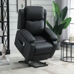 HOMCOM Riser and Recliner Chair Power Lift Recliner with Remote Black