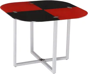 Dining Table And 4 Faux Leather Chairs Space Saver Black And Red Kitchen Set of 4 (Red/Black)