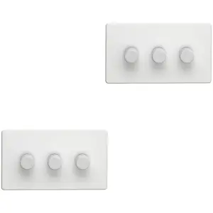 2 PACK 3 Gang Dimmer Switch 2 Way LED SCREWLESS MATT WHITE Light Dimming Wall