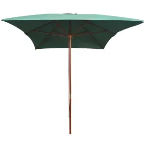 Berkfield Parasol 200x300 cm Wooden Pole Green