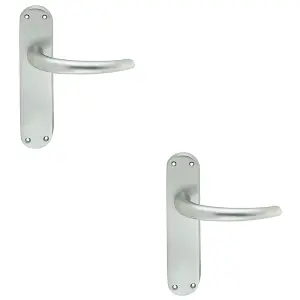 2 PACK - Rounded Sleek Internal Latch Door Handle - Satin Chrome Lever on Backplate