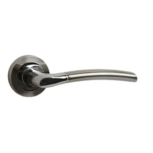 IOS Door Handle on Rose Satin Chrome Plated Door Handle Lever