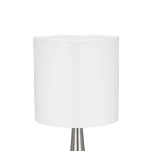 GoodHome Painswick Cylinder Satin White Nickel effect Table lamp